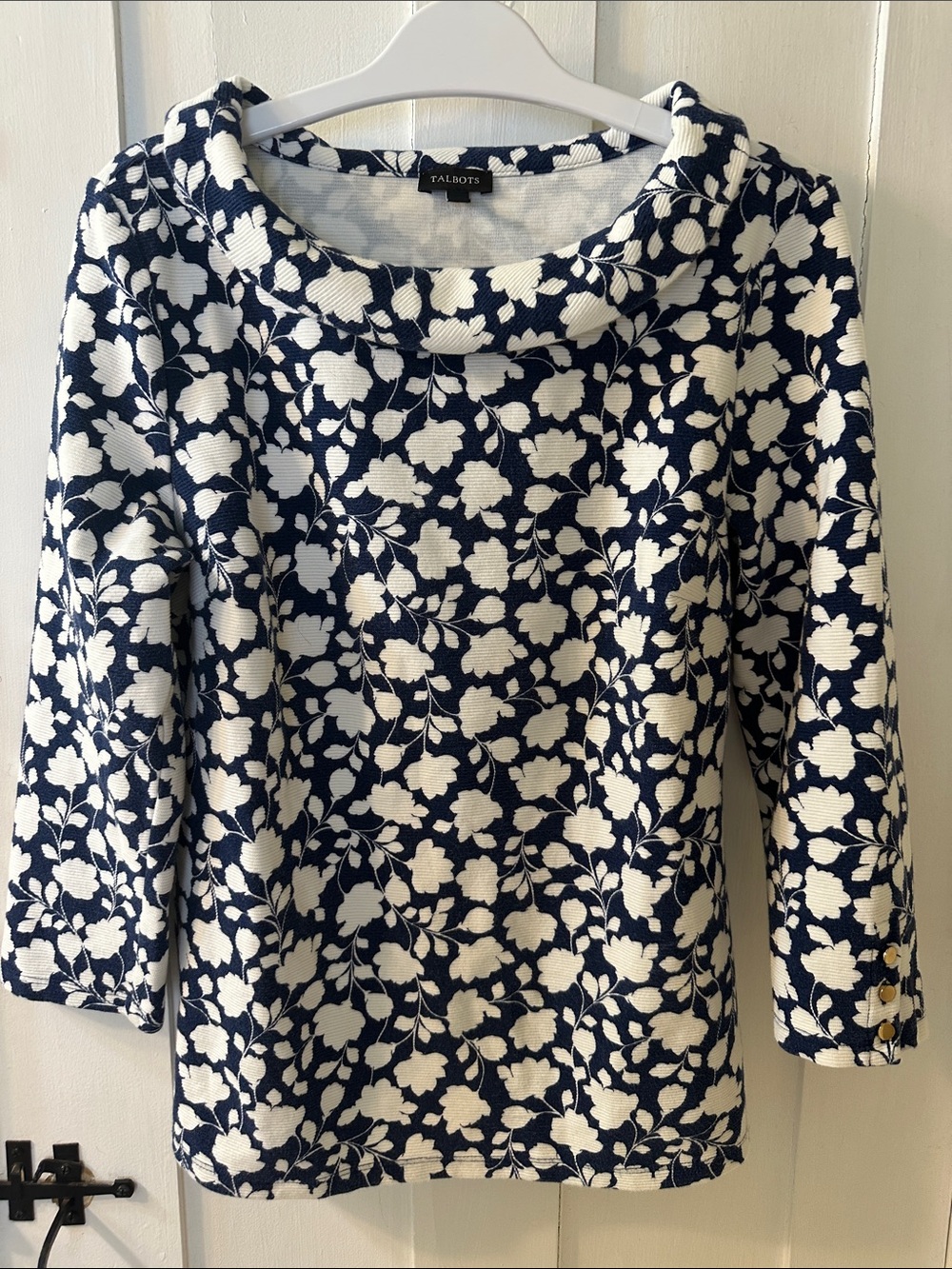 Talbots Navy/White boatneck top